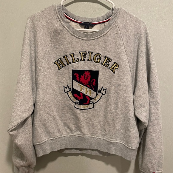 Tommy Hilfiger Embroidered Crew Neck Sweatshirt Gray Women’s Size Medium - Picture 2 of 9